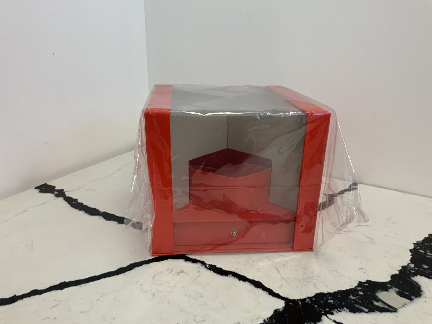 Square Acrylic Heart Floral Box - RED