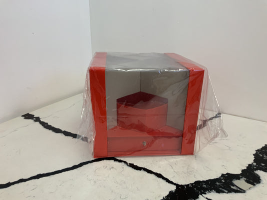 Square Acrylic Heart Floral Box - RED
