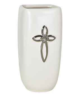 white vase with cross